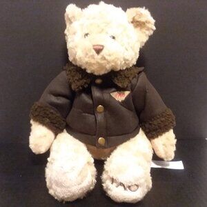 FAO Schwarz  Bear Aviator Jacket Toy Stuffed Animal Brown  Plush Airplane Pilot